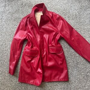 Red Faux Leather Jacket - Bold Red Finish
